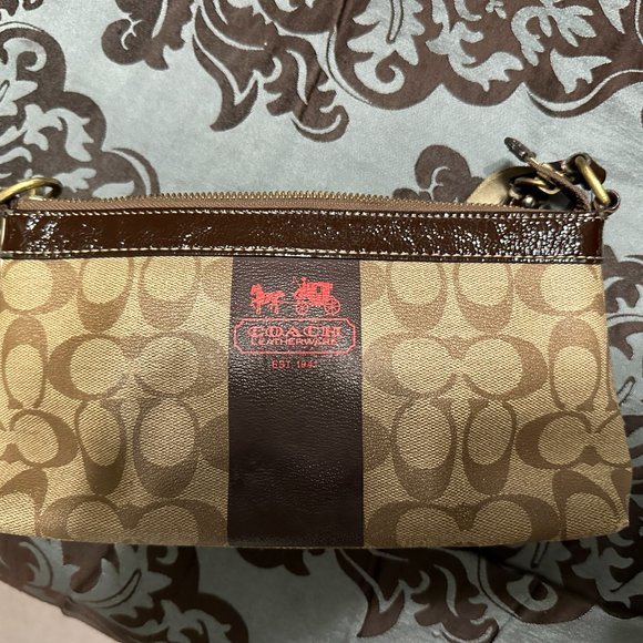 Coach Heritage Stripe Signature Small Bag with Red Logo, Limited Edition - Picture 2 of 5